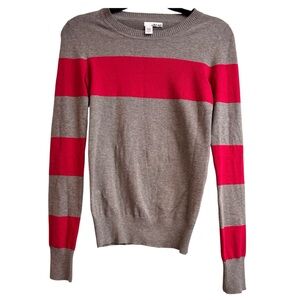 NWT Abound Striped Lightweight Sweater Pink Gray Crewneck Knit Casual. Size M